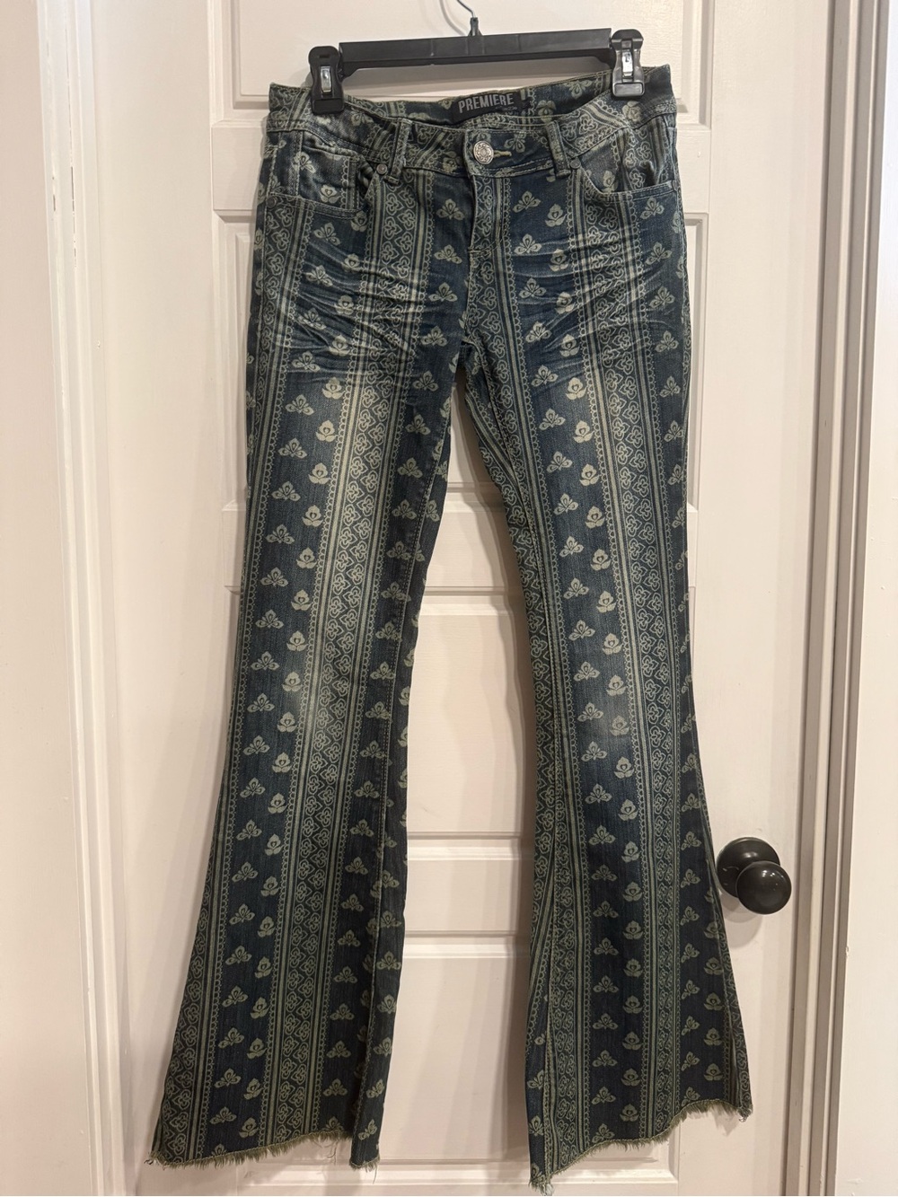 Premiere by Rue21 Jeans 1/2R Y2K Boho Floral Print Flare Raw Hem